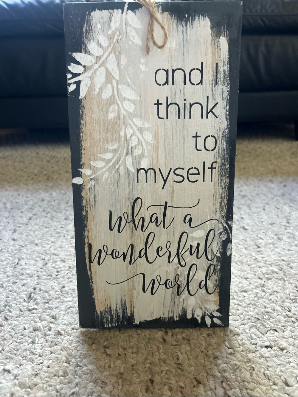 Rustic Black and Cream "What a Wonderful World" Wall Plaque
